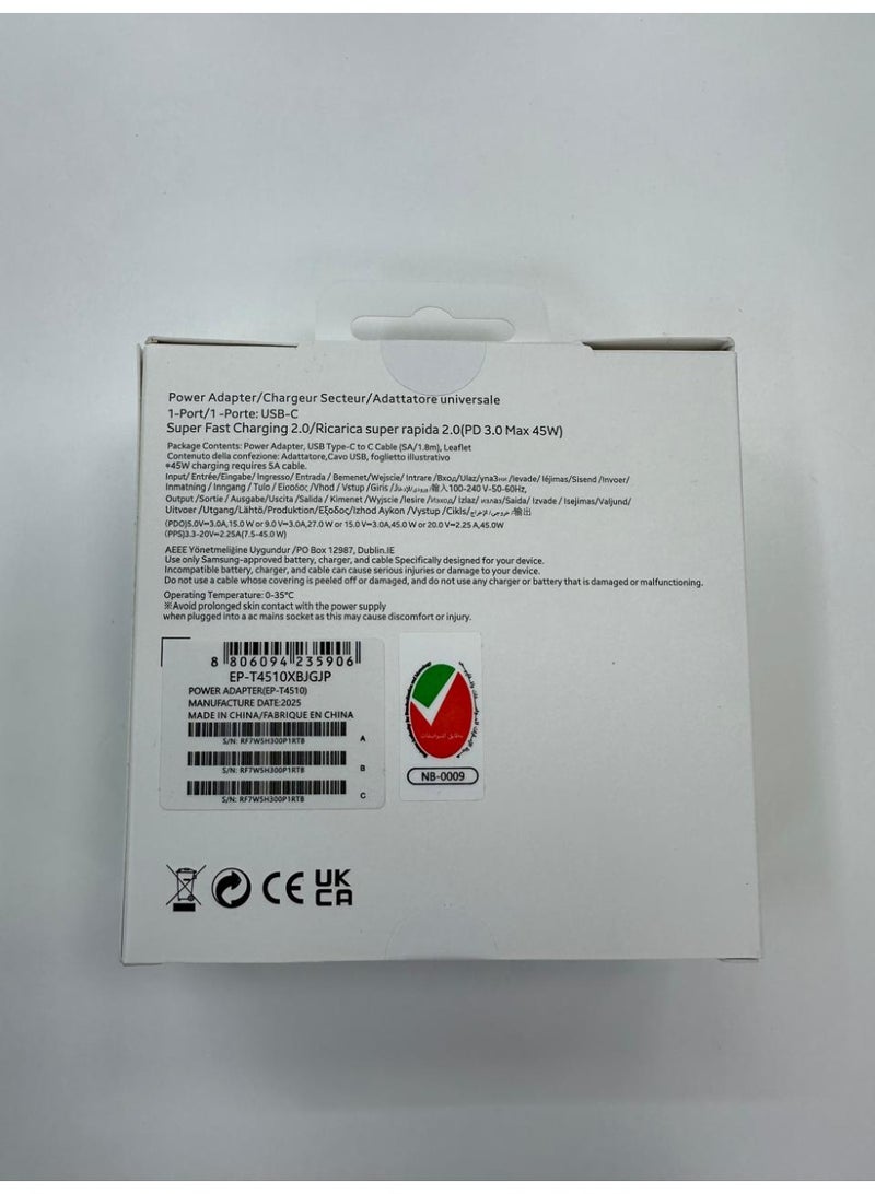 45W Power Adapter with USB-C Cable 5A 1.8m Super Fast Charging for Compatible Devices Black - Image 3